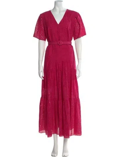 Pre-owned Akris Punto Lace Pattern Long Dress In Pink
