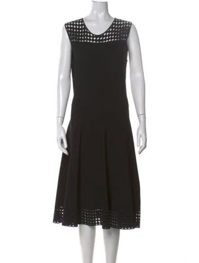 Pre-owned Akris Punto Lace Pattern Midi Length Dress In Black