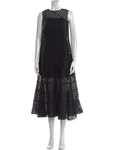 Pre-owned Akris Punto Lace Pattern Midi Length Dress In Black