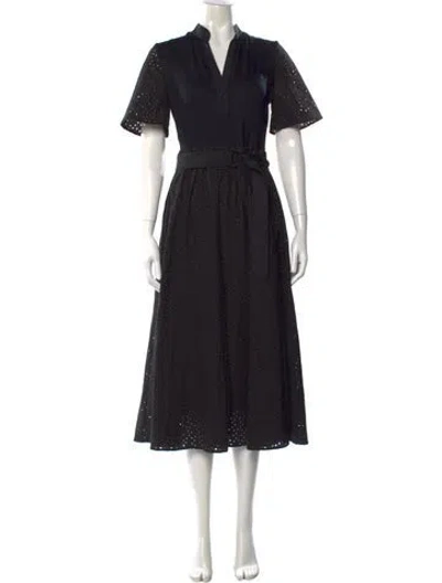 Pre-owned Akris Punto Lace Pattern Midi Length Dress In Black