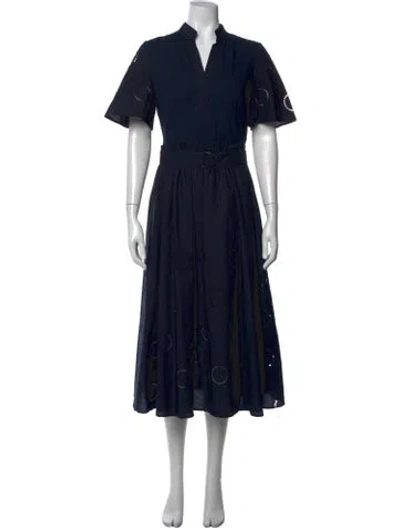 Pre-owned Akris Punto Lace Pattern Midi Length Dress In Blue