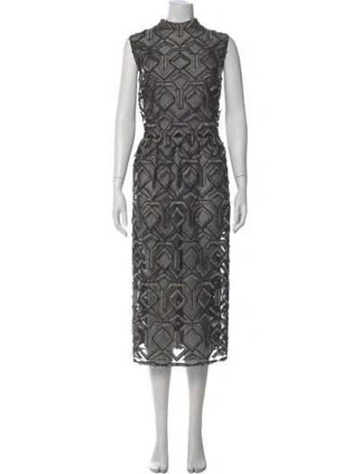 Pre-owned Akris Punto Lace Pattern Midi Length Dress In Gray