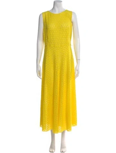 Pre-owned Akris Punto Lace Pattern Midi Length Dress In Yellow