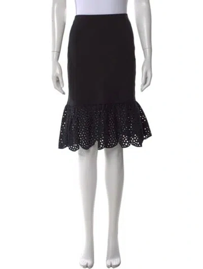 Pre-owned Akris Punto Lace Pattern Midi Length Skirt In Black