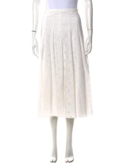 Pre-owned Akris Punto Lace Pattern Midi Length Skirt W/ Tags In White