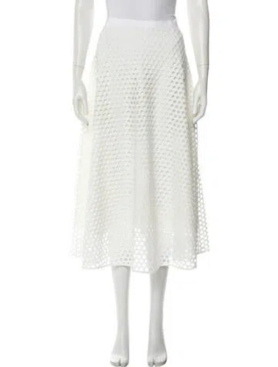 Pre-owned Akris Punto Lace Pattern Midi Length Skirt In White