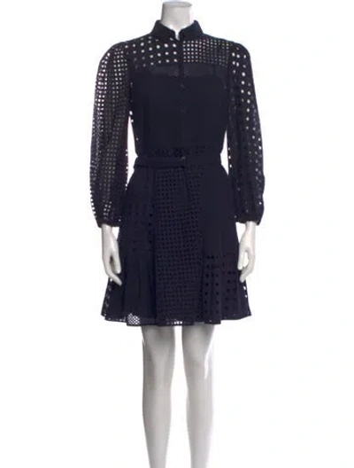Pre-owned Akris Punto Lace Pattern Mini Dress In Blue