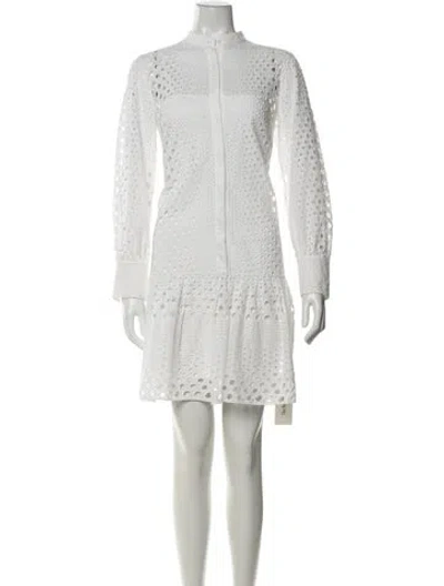 Pre-owned Akris Punto Lace Pattern Mini Dress In Neutrals