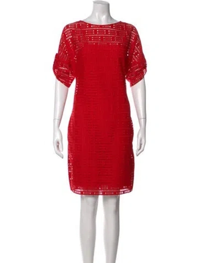 Pre-owned Akris Punto Lace Pattern Mini Dress In Red