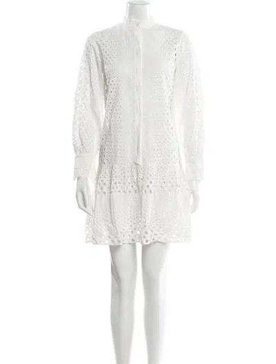 Pre-owned Akris Punto Lace Pattern Mini Dress In White
