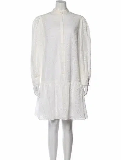 Pre-owned Akris Punto Lace Pattern Mini Dress In White