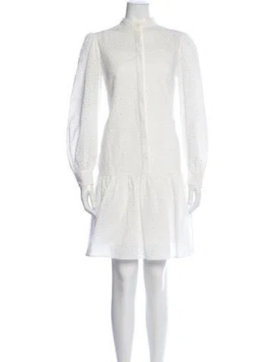 Pre-owned Akris Punto Lace Pattern Mini Dress In White
