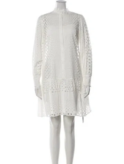 Pre-owned Akris Punto Lace Pattern Mini Dress In White