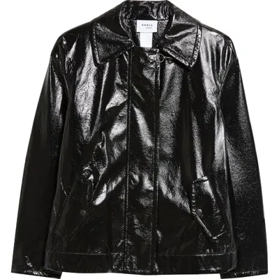 Akris Punto Lacquered Faux Leather Jacket In Black