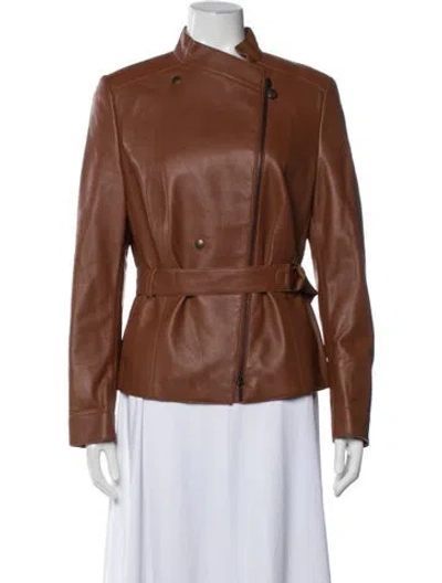 Pre-owned Akris Punto Lamb Fur Biker Jacket In Brown