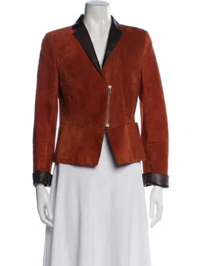 Pre-owned Akris Punto Lamb Fur Blazer In Orange