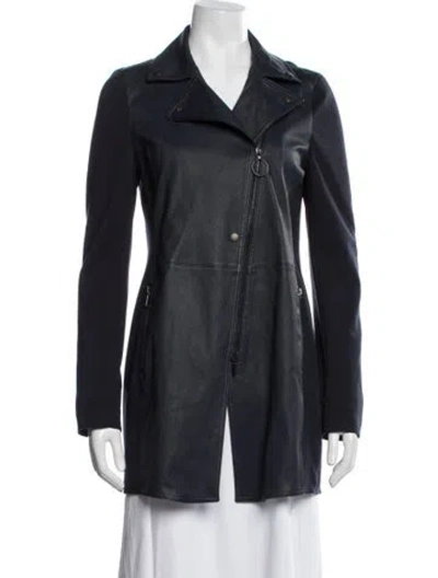 Pre-owned Akris Punto Lamb Fur Coat In Blue