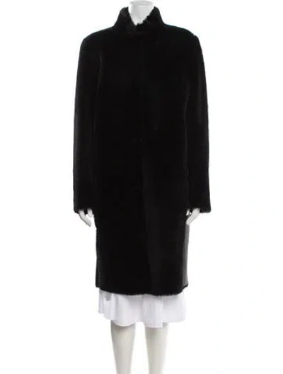 Pre-owned Akris Punto Lamb Fur Faux Fur Coat In Black