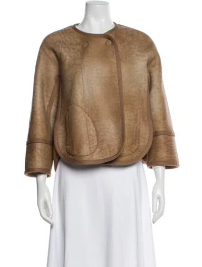 Pre-owned Akris Punto Lamb Fur Faux Fur Jacket In Neutral