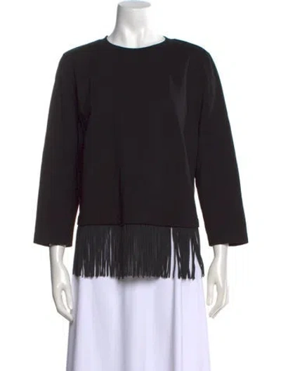 Pre-owned Akris Punto Lamb Leather Crew Neck Top In Black