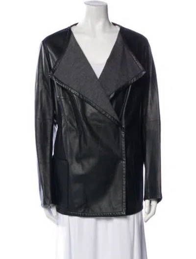 Pre-owned Akris Punto Lamb Leather Jacket In Black