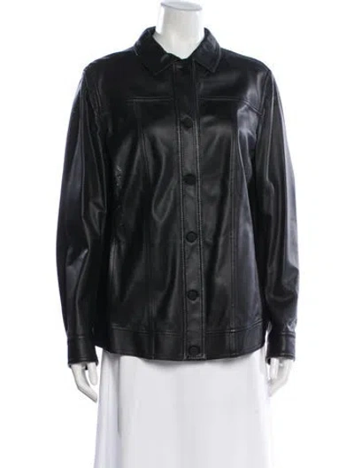 Pre-owned Akris Punto Lamb Leather Jacket In Black