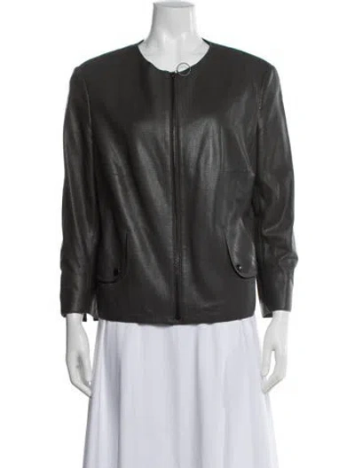 Pre-owned Akris Punto Lamb Leather Jacket In Gray
