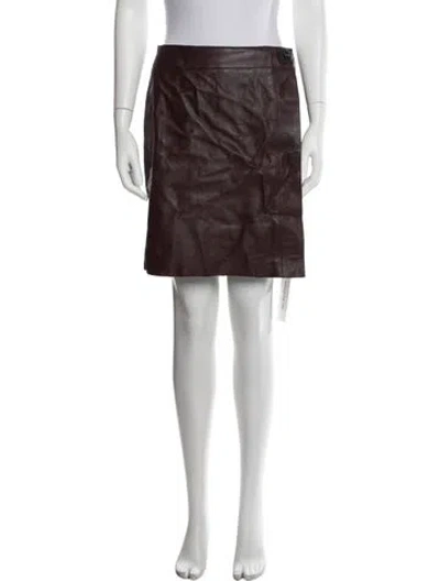 Pre-owned Akris Punto Lamb Leather Mini Skirt In Burgundy