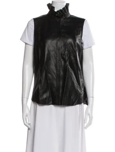 Pre-owned Akris Punto Lamb Leather Vest In Black