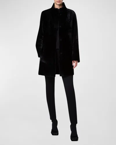 Akris Punto Lamb Shearling Reversible Coat In Black