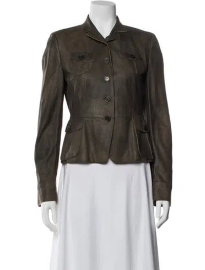 Pre-owned Akris Punto Lambskin Biker Jacket In Neutral