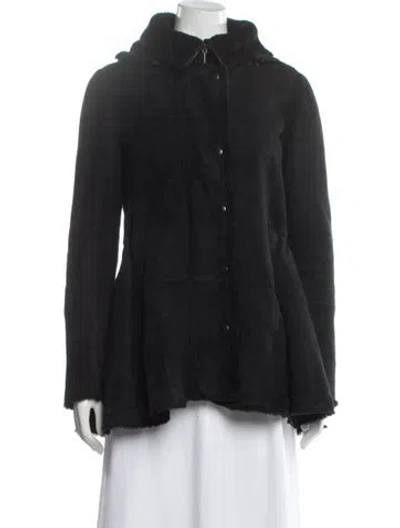 Pre-owned Akris Punto Lambskin Coat In Black