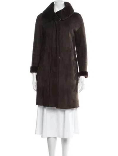 Pre-owned Akris Punto Lambskin Coat In Brown