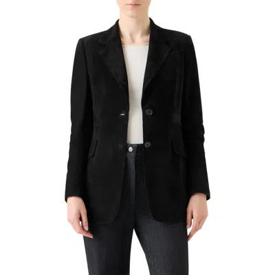 Akris Punto Lambskin Suede Blazer In Black