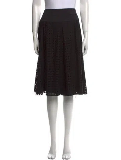 Pre-owned Akris Punto Lasercut Accents Knee-length Skirt In Black