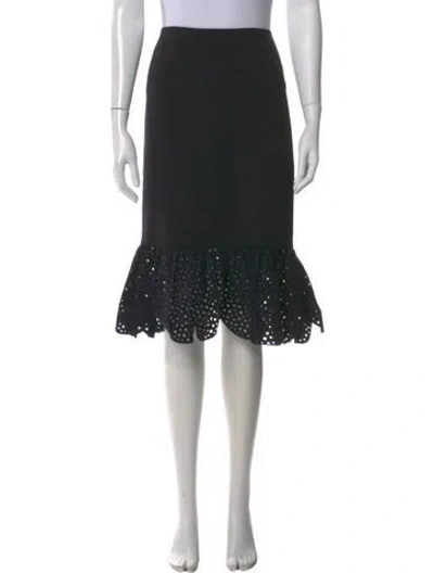 Pre-owned Akris Punto Lasercut Accents Midi Length Skirt W/ Tags In Black