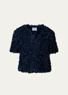 Akris Punto Lasercut Floral Short Jacket In Ink