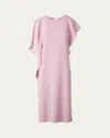 Akris Punto Lasercut Shoulder-drape Midi Dress In Pale Pink