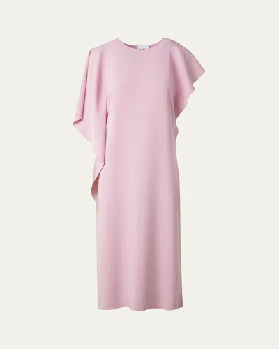 Akris Punto Lasercut Shoulder-drape Midi Dress In Pale Pink