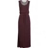 Akris Punto Sleeveless Layered Sheer Viscose Knit Drawstring Midi Dress In Brown