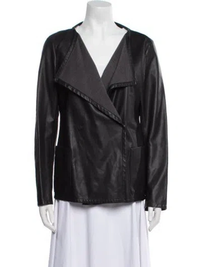 Pre-owned Akris Punto Leather Biker Jacket In Black