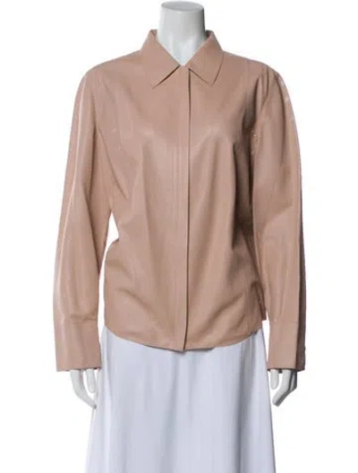 Pre-owned Akris Punto Leather Biker Jacket In Pink