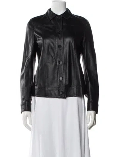 Pre-owned Akris Punto Leather Biker Jacket W/ Tags In Black