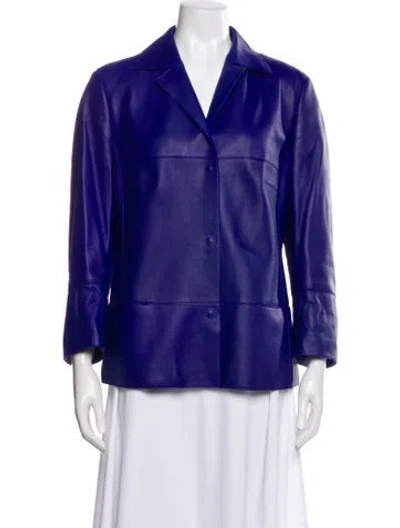 Pre-owned Akris Punto Leather Blazer In Blue