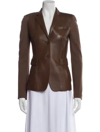 Pre-owned Akris Punto Leather Blazer In Brown