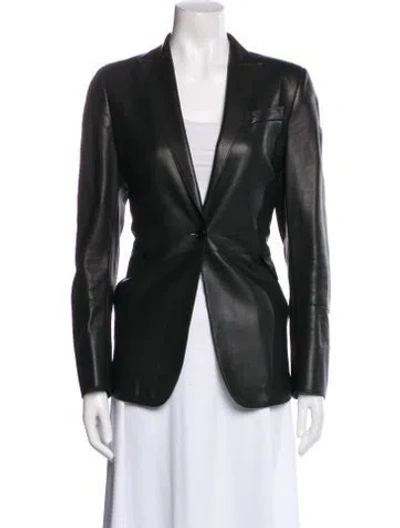 Pre-owned Akris Punto Leather Blazer In Green