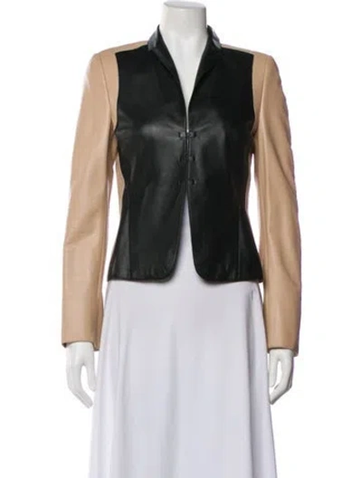Pre-owned Akris Punto Leather Colorblock Pattern Evening Jacket In Multi