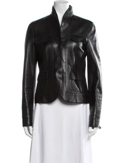 Pre-owned Akris Punto Leather Jacket In Black