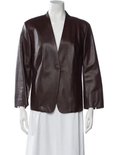 Pre-owned Akris Punto Leather Jacket In Burgundy