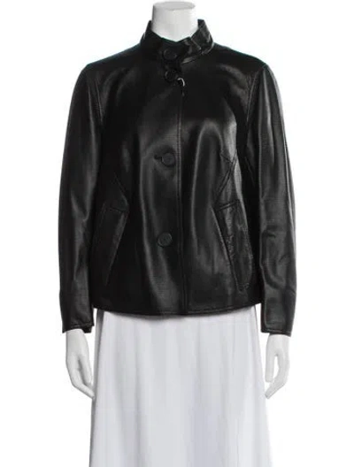 Pre-owned Akris Punto Leather Jacket W/ Tags In Black